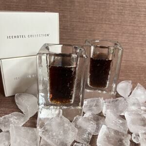 Ice Hotel Stockholm SWEDEN Drinking Glass, Ice Cube Design NIB (2)